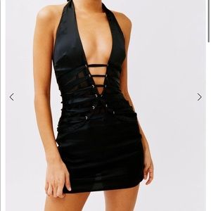 With Jean Black Halter Mini Dress